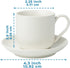 4oz. Espresso Cups Set of 4 With Matching Saucers - Premium White Porcelain, 8 Piece Gift Box Demitasse Set Italian Caff¨ Mugs, Turkish Coffee Cup Lungo Shots, Dopio Double Shot | White Set
