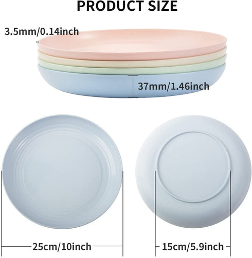 8 Pack Plastic Plates Reusable, OAMCEG 10 Inches Unbreakable Eco-Friendly Lightweight Wheat Straw Plates, Salad Plates, Camping Plates, Dinner Plates, Dishwasher & Microwave Safe, BPA FREE