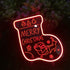 NOXTROND Merry Christmas Sock Festival Neon Light Sign, Red 3D Acrylic Light Up Words LED Lights Sign, USB Powered Dimmable Desk Lamp for Wall Indoor Christmas Party Bar Decoration