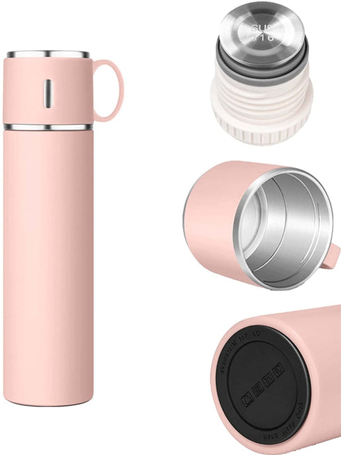 Ballyware 20oz Stainless Steel Vacuum Insulated Flask, Leak Proof Thermos For Hot Drinks With Cup - For Indoor and Outdoor (Black)