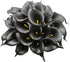 20Pcs Calla Lily Fake Black Flowers Wedding Bouquet Artificial Real Touch Latex Flowers Home Wedding Party Decor (Black)