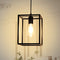 1 Light Black Lantern Pendant Light Fixture, Depuley Rustic Hallway Chandelier Lighting with Adjustable Cord, Rectangle Metal Cage Hanging Lights for Foyer /Kitchen Island/Bar/Entryway, 1XE26 Base
