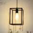 1 Light Black Lantern Pendant Light Fixture, Depuley Rustic Hallway Chandelier Lighting with Adjustable Cord, Rectangle Metal Cage Hanging Lights for Foyer /Kitchen Island/Bar/Entryway, 1XE26 Base