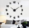 Frameless 3D DIY Wall Clock Mirror Surface Decorative Clock Large Mute Wall Stickers for Living Room Bedroom Home Decorations (Black)