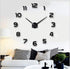 Frameless 3D DIY Wall Clock Mirror Surface Decorative Clock Large Mute Wall Stickers for Living Room Bedroom Home Decorations (Black)