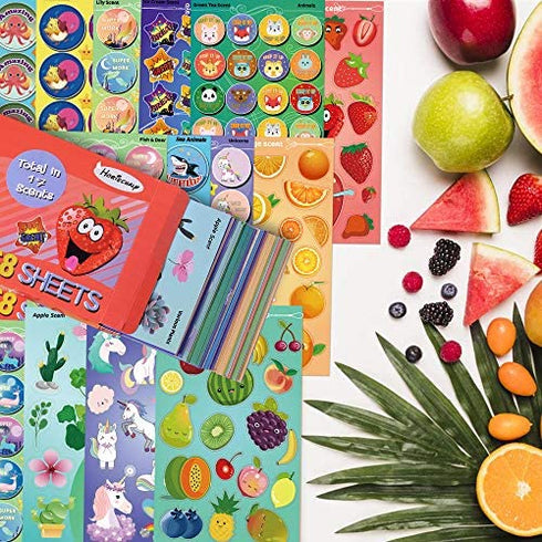 HORIECHALY Scratch and Sniff Stickers, 68 Sheets Scented Stickers,17 Different Scents Smelly Stickers, Best Choice for Kids & Teachers & Parents as Reward Stickers, Christmas Gift, Party Favor, Goodie. Awesome Smelly Stickers.