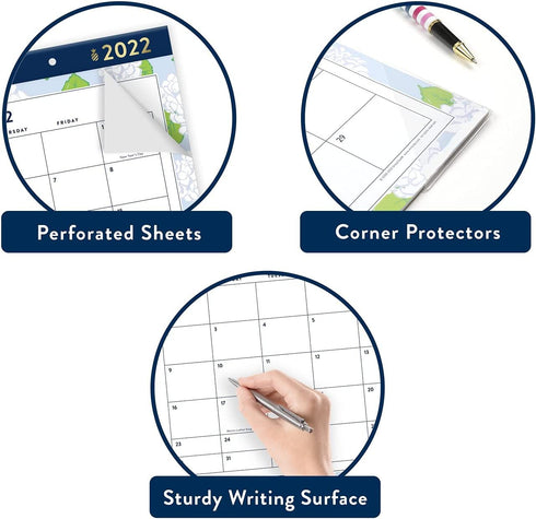 2022 Desk Calendar Simplified by Emily Ley for AT-A-GLANCE, Monthly Desk Pad, 17-3/4" x 11", Compact, Carolina Hydrangeas (EL74-705-22)