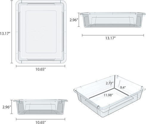 Storex Letter Size Flat Storage Tray Organizer Bin for Classroom, Office and Home, Clear, 5-Pack (62531U05C)