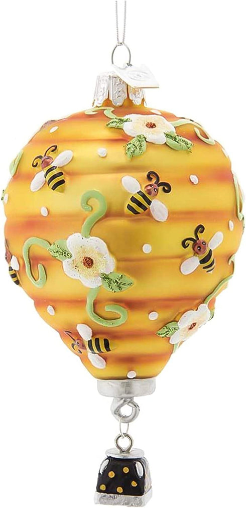 Kurt Adler Noble Gems Honey Bee Hive Hot Air Balloon Christmas Tree Ornament Decor