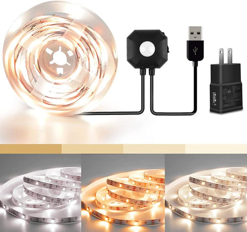 Motion Sensor LED Light Strip, Wefomey Motion Sensor Light Indoor Closet Lights, 2700K-6500K White Dimmable Led Strip Lights for Bedroom, Kitchen, Stair Motion Activated