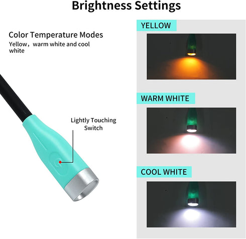 Book Reading Light, Neck Light Anywhere Hands Free, Flexible, Lightweight Comfortable Wear, Rechargeable,3 Modes Reading Lights for Books in Bed with Amber Light. Gifts for Knitters & Crafts(Green)