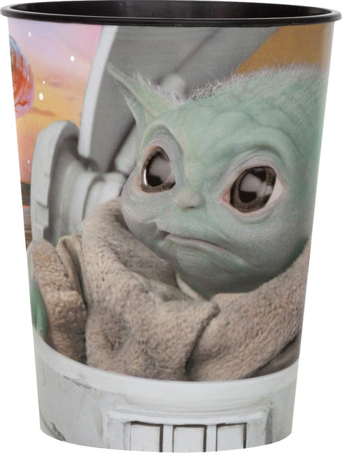 BashBox Disney Star Wars Mandalorian The Child Baby Yoda Birthday Party Supplies Set of 12 16oz Plastic Reusable Favor Cups