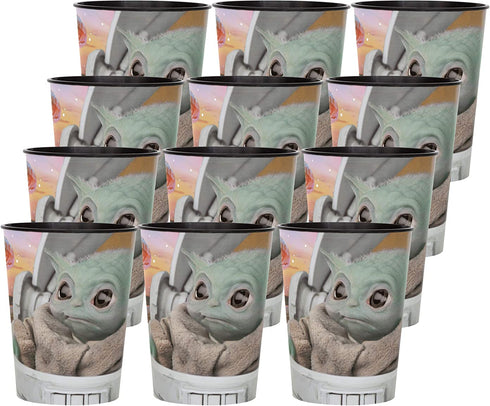 BashBox Disney Star Wars Mandalorian The Child Baby Yoda Birthday Party Supplies Set of 12 16oz Plastic Reusable Favor Cups