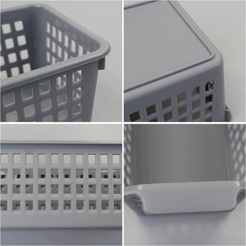 Leendines Small Plastic Storage Baskets, 6 Packs Small Office Baskets