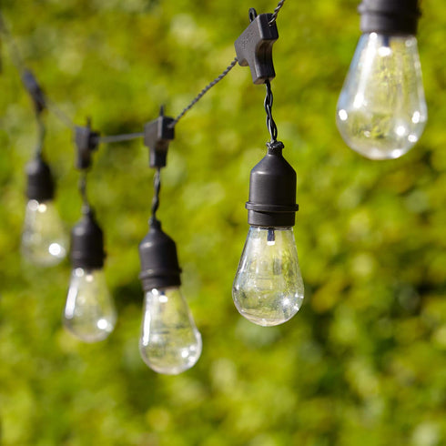 Lights4fun, Inc. 14ft Battery Operated 15 LED Hanging Bulb Indoor & Outdoor String Lights