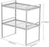 NEX Kitchen Shelf Organizer for Cabinet Counter Cupboard Pantry, Stackable & Expandable - Set of 2 - Silver