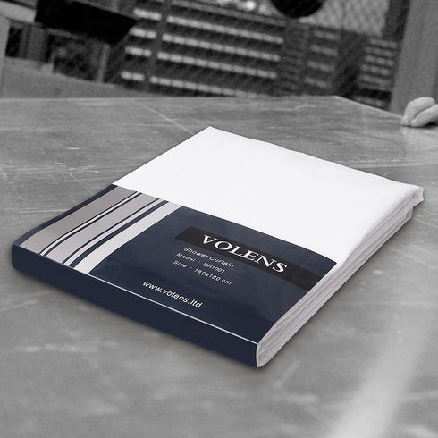 Volens White Shower Curtain Fabric/Ruffle for Bathroom,72in Long