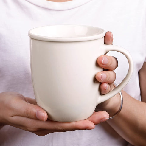 LIFVER Large Coffee Mugs Set of 6, 18 Oz White Ceramic Coffee Mugs for Coffee, Tea, Hot Cocoa, Coffee Cups Ceramic for Christmas Gifts , Easy to Hold & Clean, DIY Printing