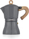 KASSO Stovetop Espresso Maker, 6 Cup Aluminum Moka Pot for Classic Espresso, Italian Coffee Maker for Home and Camping, Easy to Operate & Quick Cleanup (Grey and Burlywood)