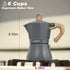 KASSO Stovetop Espresso Maker, 6 Cup Aluminum Moka Pot for Classic Espresso, Italian Coffee Maker for Home and Camping, Easy to Operate & Quick Cleanup (Grey and Burlywood)