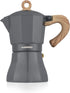 KASSO Stovetop Espresso Maker, 6 Cup Aluminum Moka Pot for Classic Espresso, Italian Coffee Maker for Home and Camping, Easy to Operate & Quick Cleanup (Grey and Burlywood)