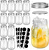 CycleMore 12 Pcs 16oz 480ml Clear Glass Jars With Silver Separable Lids, Mason Jars Round Canning Jars Spice Jars for Honey, Jam, Herb, Wedding Favor, Kitchen Storage