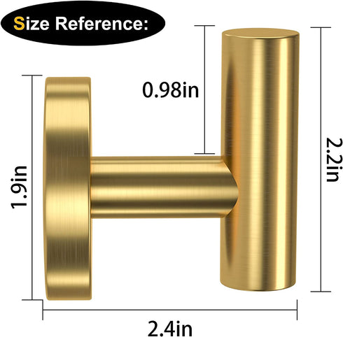 stusgo 4 Packs Matte Brass Finish Towel Hook for Wall Modern Gold Towel Hook Coat Hooks Robe Hooks SUS304 Stainless Steel Bathroom Towel Hooks