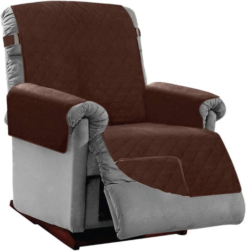 Sofa Shield Patented Large Recliner Slipcover, Reversible Tear Resistant Soft Quilted Microfiber, 28" Seat Width, Durable Furniture Stain Protector with Straps, Washable Cover for Dogs, Kid, Chocolate