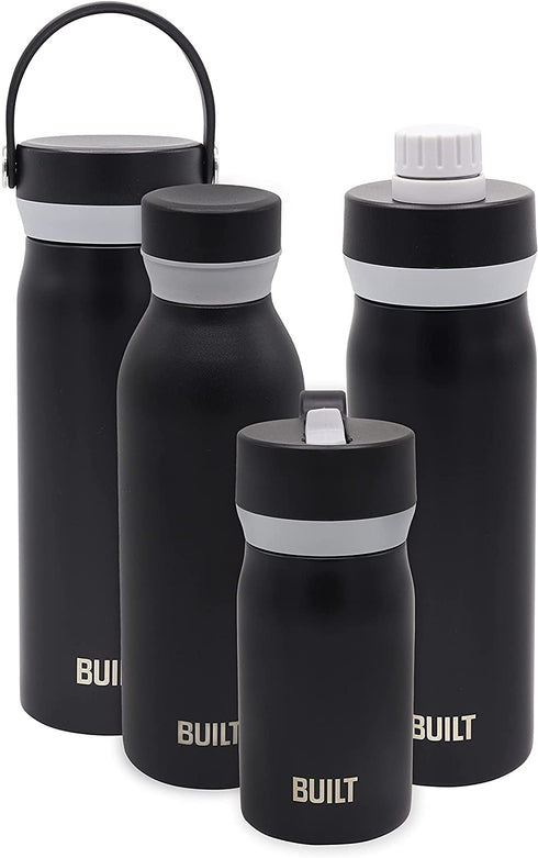 BUILT Cascade Water Bottle, 18 ounces, Black
