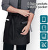 ROTANET Waist Apron with 3 Pockets Black Bistro Apron Long Server Apron Half Wide Extra Large Waterproof Multi Pack