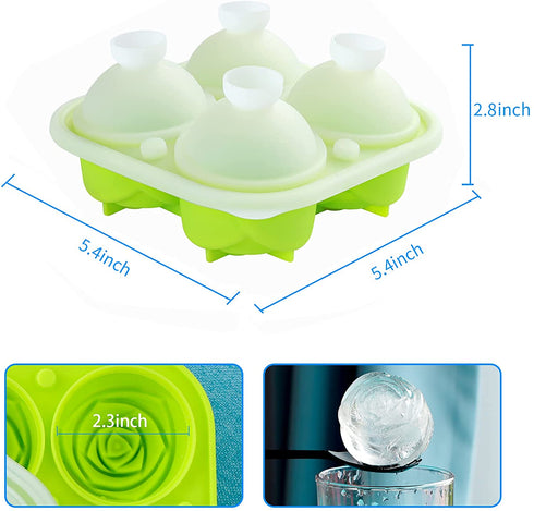 Silicone Rose Ice Cube Tray,Easy Release Large Novelty Ice Ball Maker Mold with Lid,Rose Shaped Sphere Ice Mold for Whiskey,Cocktails,Homemade Juice,Chilled Drink