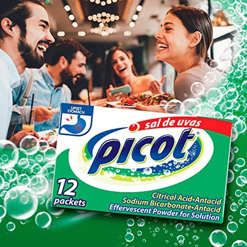 Sal de Uvas Picot, Effervescent Powder Solution, Antacid, 3-Pack of 12 Antacid Packets, 3 Boxes