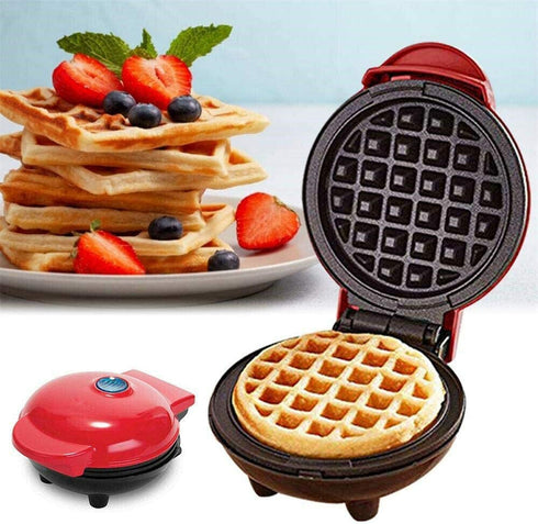 Oriental elife Mini Waffle Maker | Waffle Maker | Portable Electric Non-Stick Waffle Iron Suitable for 4 Inch Single Waffle for Breakfast, Lunch or Snack,Red