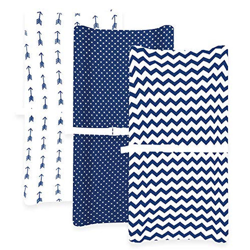 Changing Pad Cover – Baby Changing Pad Covers 4 Pack – Boy or Girl Changing Pad Cover – Pure Cotton Machine Washable Navy and White Changing Table Cover – Diaper Changing Pad Cover Sheets