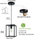 1 Light Black Lantern Pendant Light Fixture, Depuley Rustic Hallway Chandelier Lighting with Adjustable Cord, Rectangle Metal Cage Hanging Lights for Foyer /Kitchen Island/Bar/Entryway, 1XE26 Base