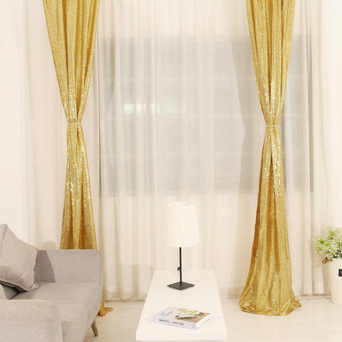 Trlyc Sequin Curtains Backdrops Glitter Gold Backdrop 2 Panels 2FTx8FT