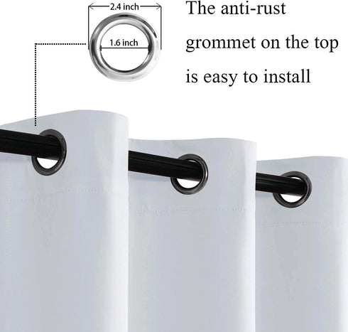 ROSETTE Greyish White Blackout Curtains with Tiebacks - Thermal Insulated, Light Blocking and Noise Reducing Grommet Drapes for Bedroom and Living Room, Set Off 2 Curtain Panels, 42 x 84 Inches Long