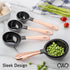 COOK WITH COLOR Measuring Cups Set - 12 PC. Plastic Nesting Kitchen Measuring Set and Spoons with Copper Coated Stainless Steel Handles - Liquid Measuring Cup Set - Dry Measuring Cup Set (Black)