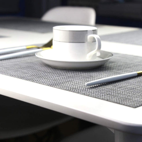 Panda Palm Durable Placemats Set of 6 Vinyl Heat-Resistant Table Mats Washable Plastic Placemats for Dining Table (Grey)