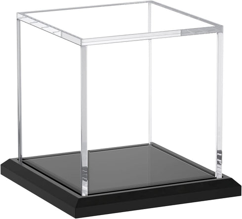FEMELI Acrylic Display Case, Clear Box Cube Organizer Stand with Base, Assembled Countertop Showcase for Home Collections Action Figures Toys (4in)