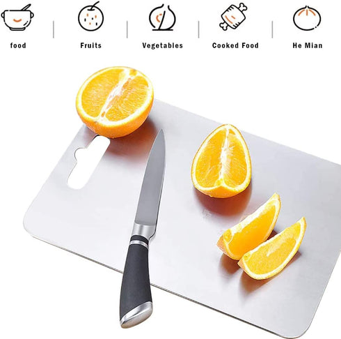 Acescen Stainless Steel Cutting Board for Kitchen Fruit Choping Non-slip Easy Grip Board Heavy Duty Cut double-Sided Boards with Handle for Vegetables Meat Cheese 18.1 x 11.8in
