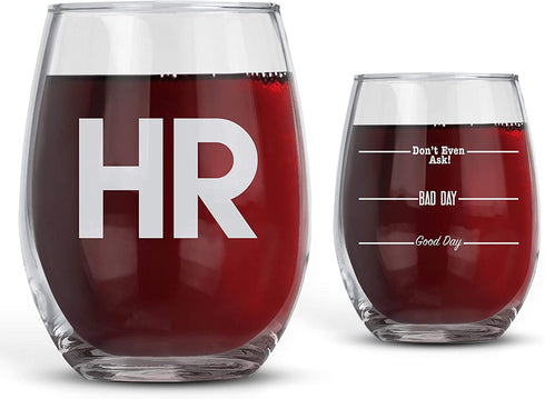 BAD BANANAS Human Resources Gifts - 21 oz Stemless Wine Glasses - Funny HR Gag Gift Ideas for Women Men Coworkers