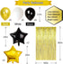 New Years Party Supplies, Graduation Party Decorations, Gold 2022 Balloons Latex Balloon Metallic Gold Fringe Curtain Paper Lanterns Paper Fans for Anniversary Grad New Years Eve Party (Black/Gold)