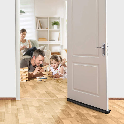 DNC Twin Door Draft Stopper, Thicker 2" Foam Weather Stripping Noise Blocker Window Breeze Adjustable Seal Bottom of Door 32" to 36", Under Door Sweep Soundproofing Guard