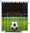ArtBones Soccer Shower Curtain Soccer Ball on Green Huge Football Field with Soccer Gate Cloth Fabric Bath Curtain Hooks Included 72x72inch