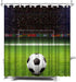 ArtBones Soccer Shower Curtain Soccer Ball on Green Huge Football Field with Soccer Gate Cloth Fabric Bath Curtain Hooks Included 72x72inch