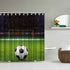 ArtBones Soccer Shower Curtain Soccer Ball on Green Huge Football Field with Soccer Gate Cloth Fabric Bath Curtain Hooks Included 72x72inch