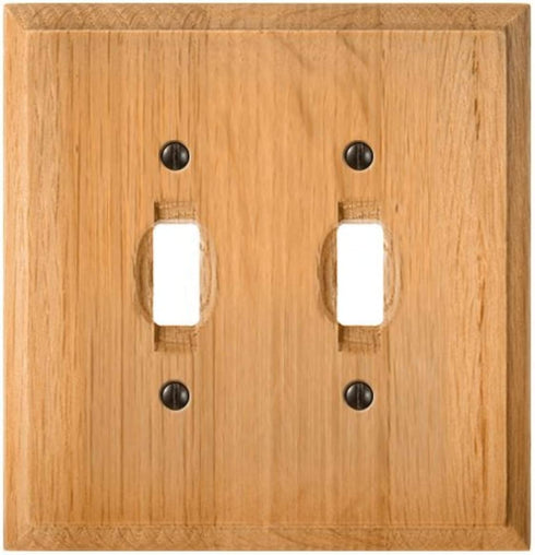 Amerelle Traditional Double Toggle Wood Wallplate in Light Oak