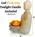 OakiWay Meditation Decor - Buddha Statue & Lotus Flower Candle Holder W/ Flickering Led Candle - Spiritual Decor, Zen/Yoga Accessories, Feng Shui/Spa/Japanese/Boho Decor, Relaxing Gifts for Women