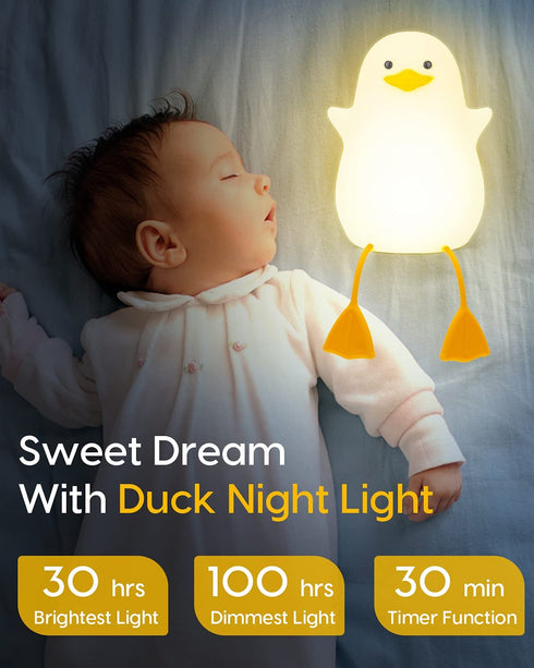 Cute Duck Kids Night Light, Amaredom Nursery Night Light, Kids Breastfeeding and Sleep Aid, Soft Eye Caring Night Light, with Touch Sensor